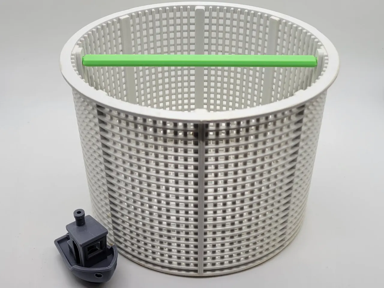 A render of a replacement handle for a skimmer basket