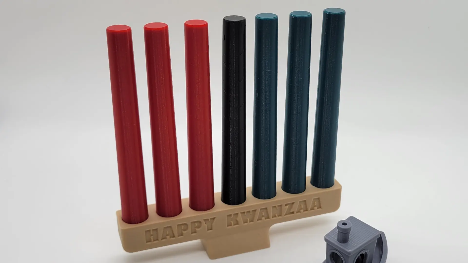 A render of a 3D printable Kwanzaa Kinara