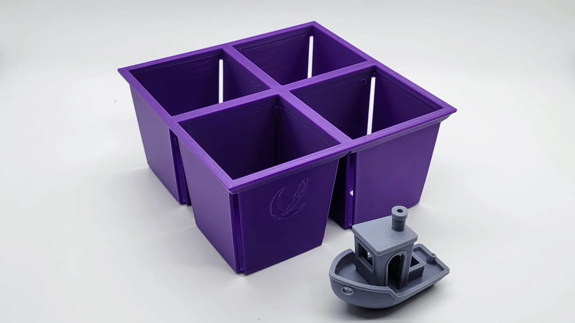 A render of a 3D printable customizable 3d printed seed starter pod.