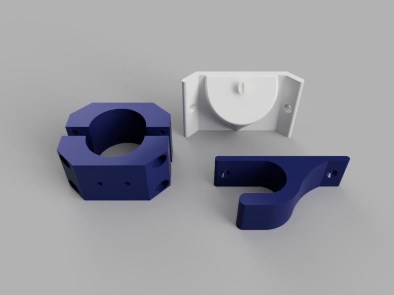 A render of 3d printed adapters and brackets