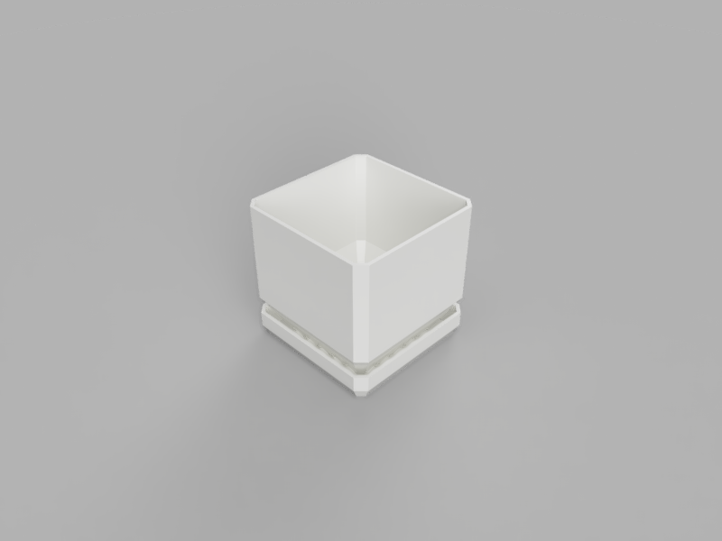 A render of a 3d printed square shaped desktop planter