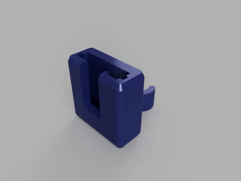 A render of a 3d printed raspbery pi camera for clipping to a printer enclosure pole