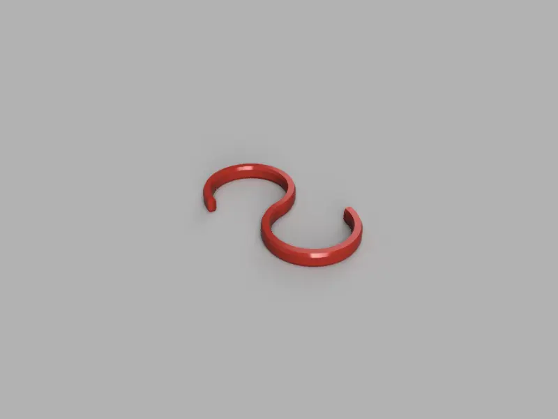 A render of a 3D printable  customizable 3d printed S hook