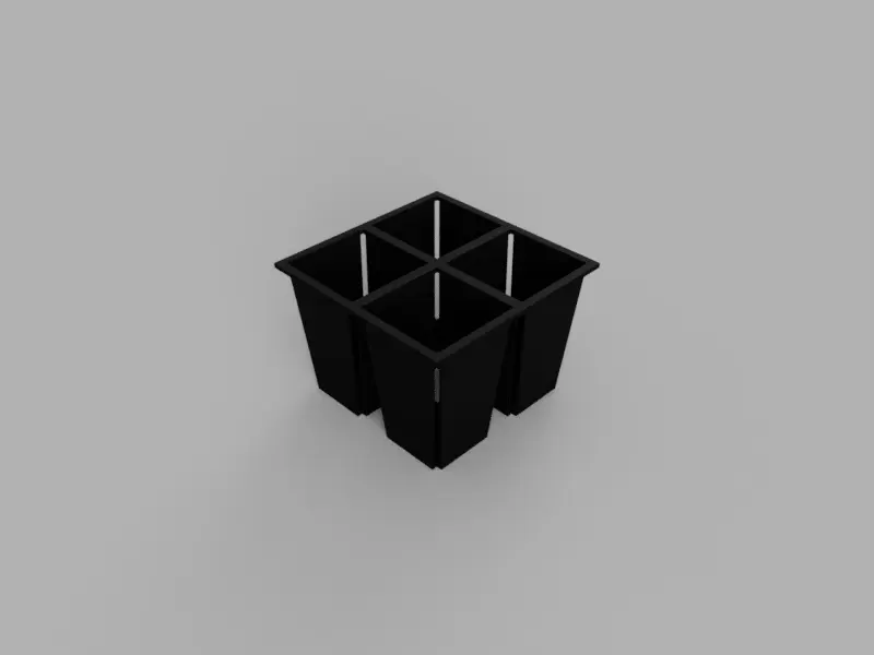 A render of a 3D printable customizable 3d printed seed starter pod.