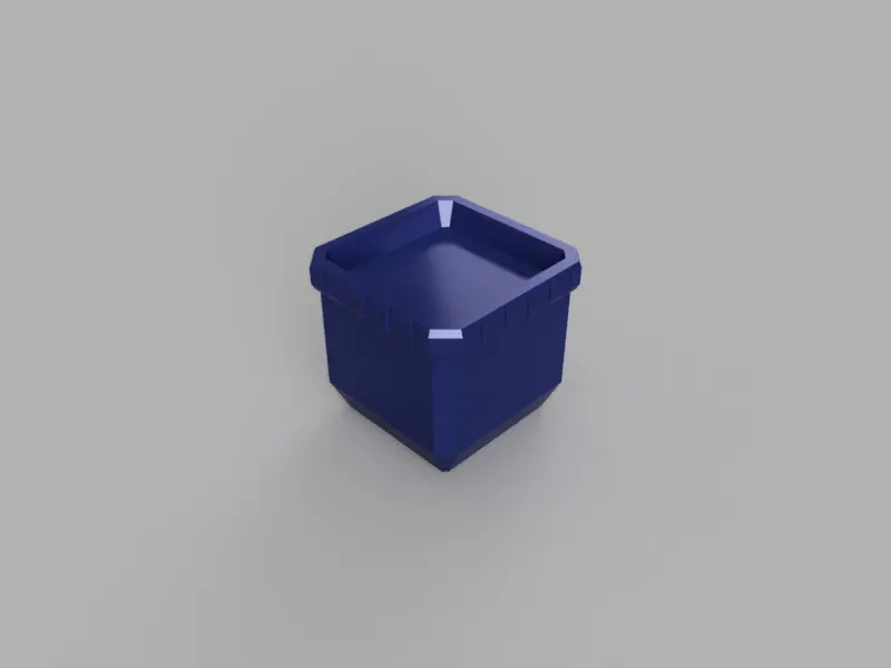 A render of a customizable parametric 3d printed stackable storage container shaped like a square