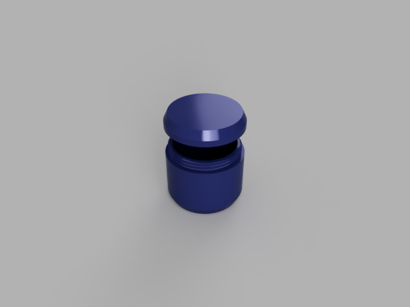 A render of a 3d printed customizable threaded cylindrical storage container