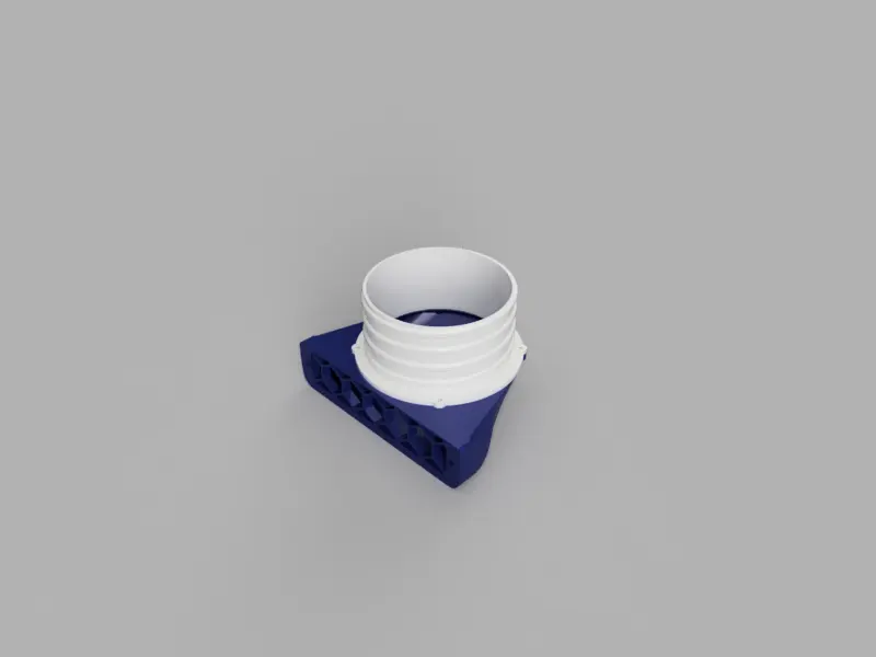A render of a duct adapter for a Voron 2.4